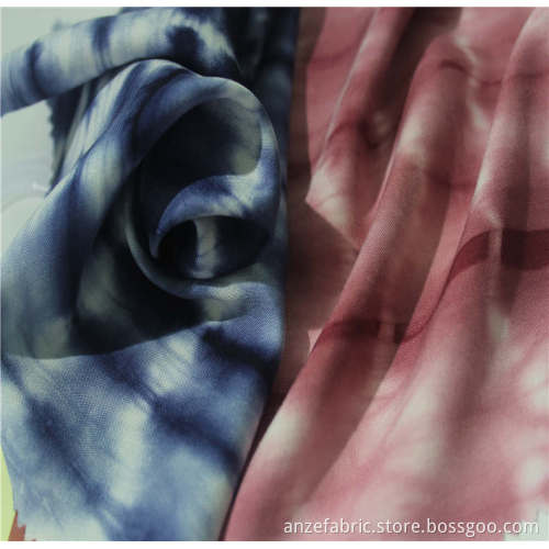 tie-dyed printed 100%rayon challis fabric for clothing